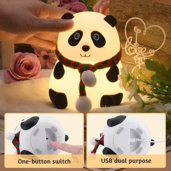 Cute Panda Silicone Night Lamp – Soft LED Bedside Light . (Rechargeable)